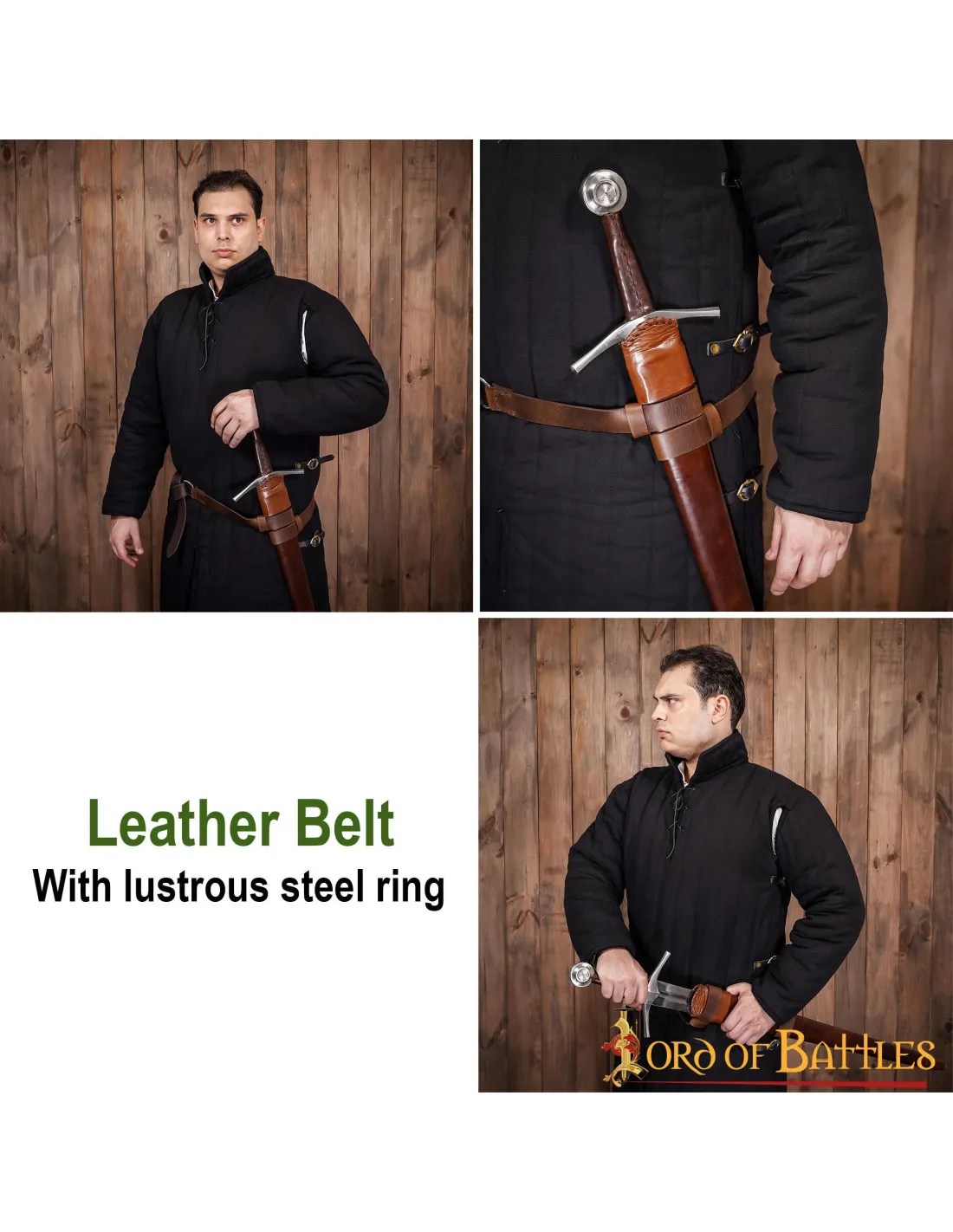 Cinturón para espada de cuero marrón