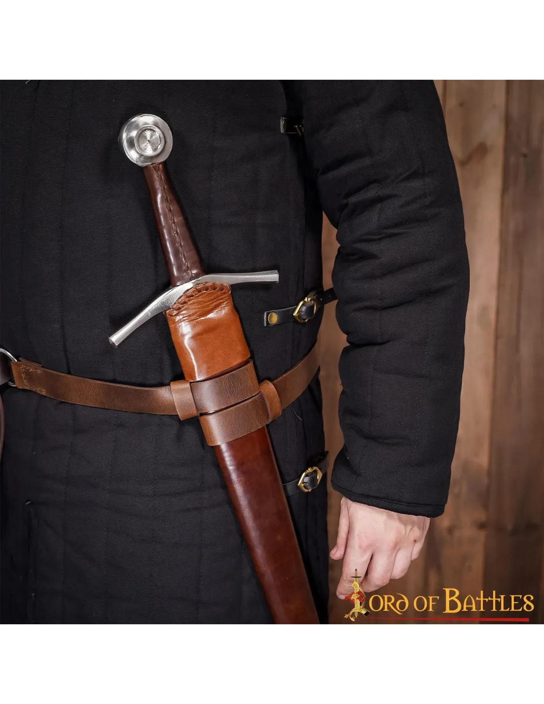 Cinturón para espada de cuero marrón