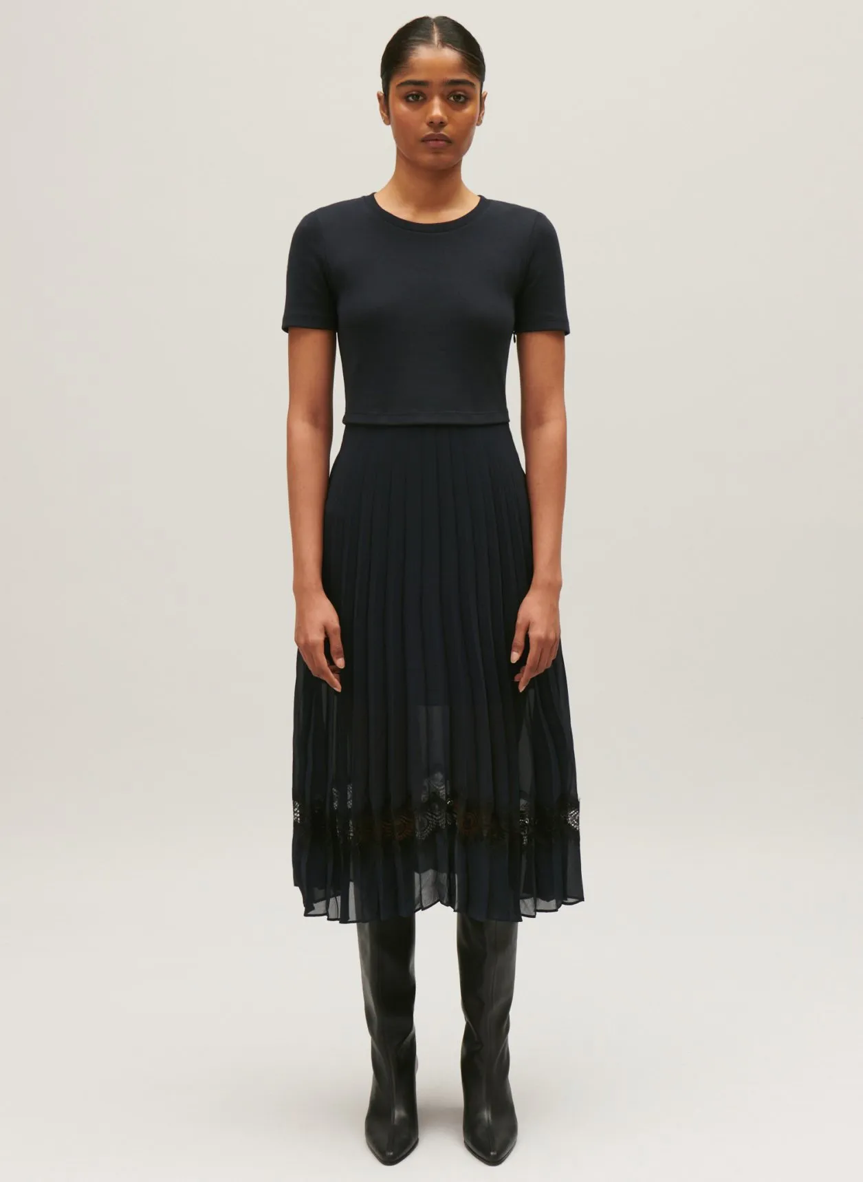 CLAUDIE PIERLOT Vestido largo con falda plisada en multicolor