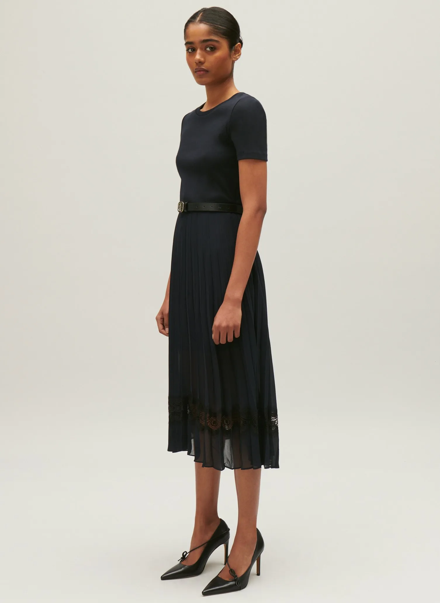 CLAUDIE PIERLOT Vestido largo con falda plisada en multicolor