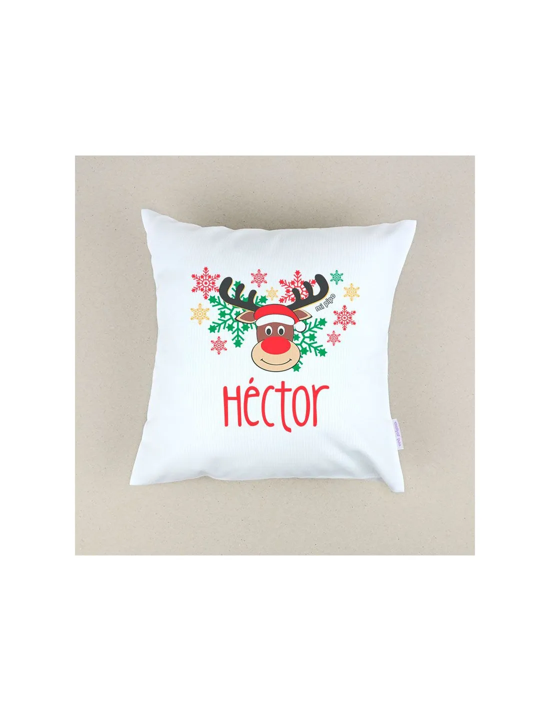 Cojín Navideño personalizado Reno Rudolph de Mi Pipo