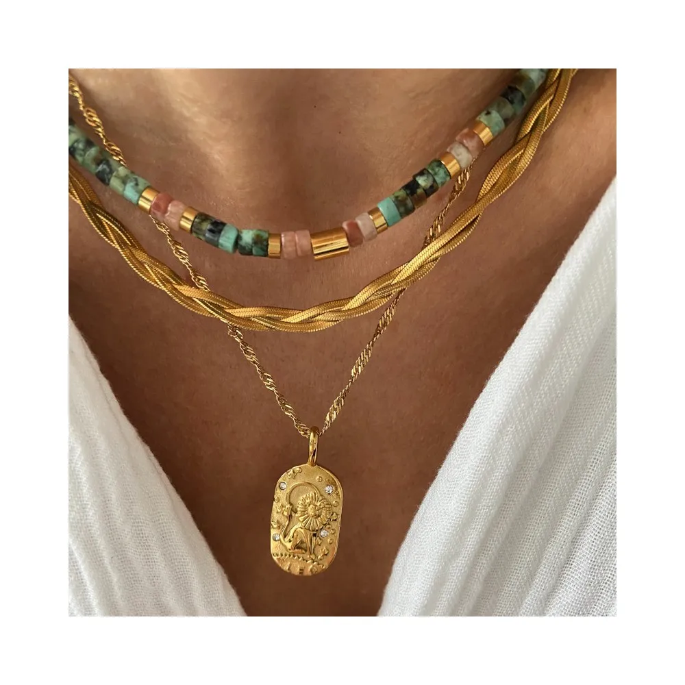 Collar Herryingbone Braid Oro (Varias Medidas)
