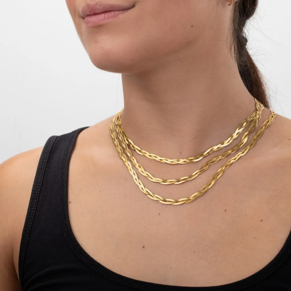 Collar Herryingbone Braid Oro (Varias Medidas)