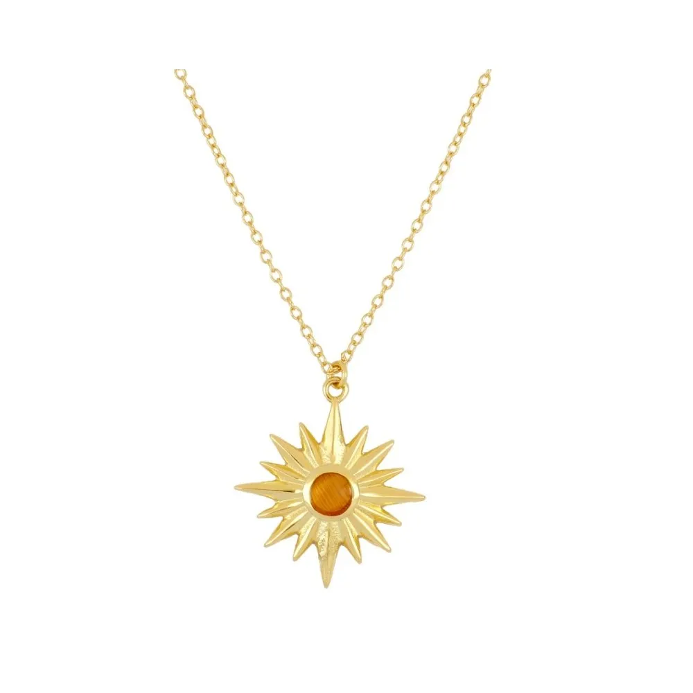 Collar Sol Inca Ópalo Naranja Oro