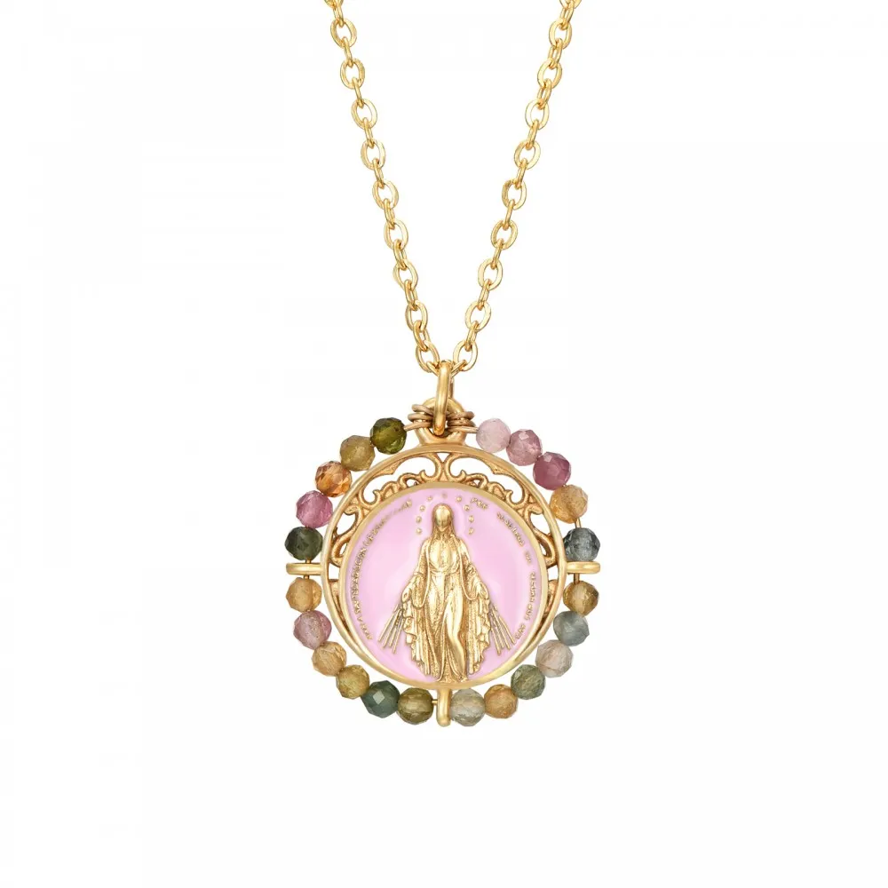 Collar Virgen Maria Turmalina Oro