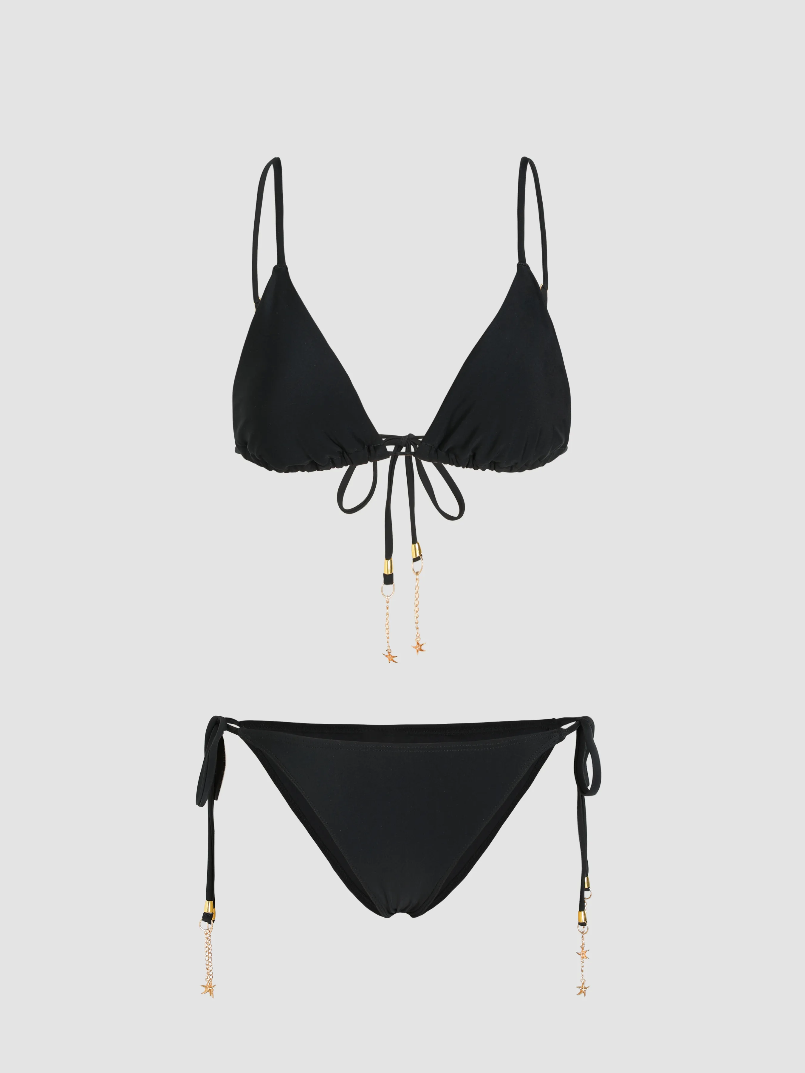 Conjunto de Bikini Triangular con Detalle de Cadena de Estrella de Mar