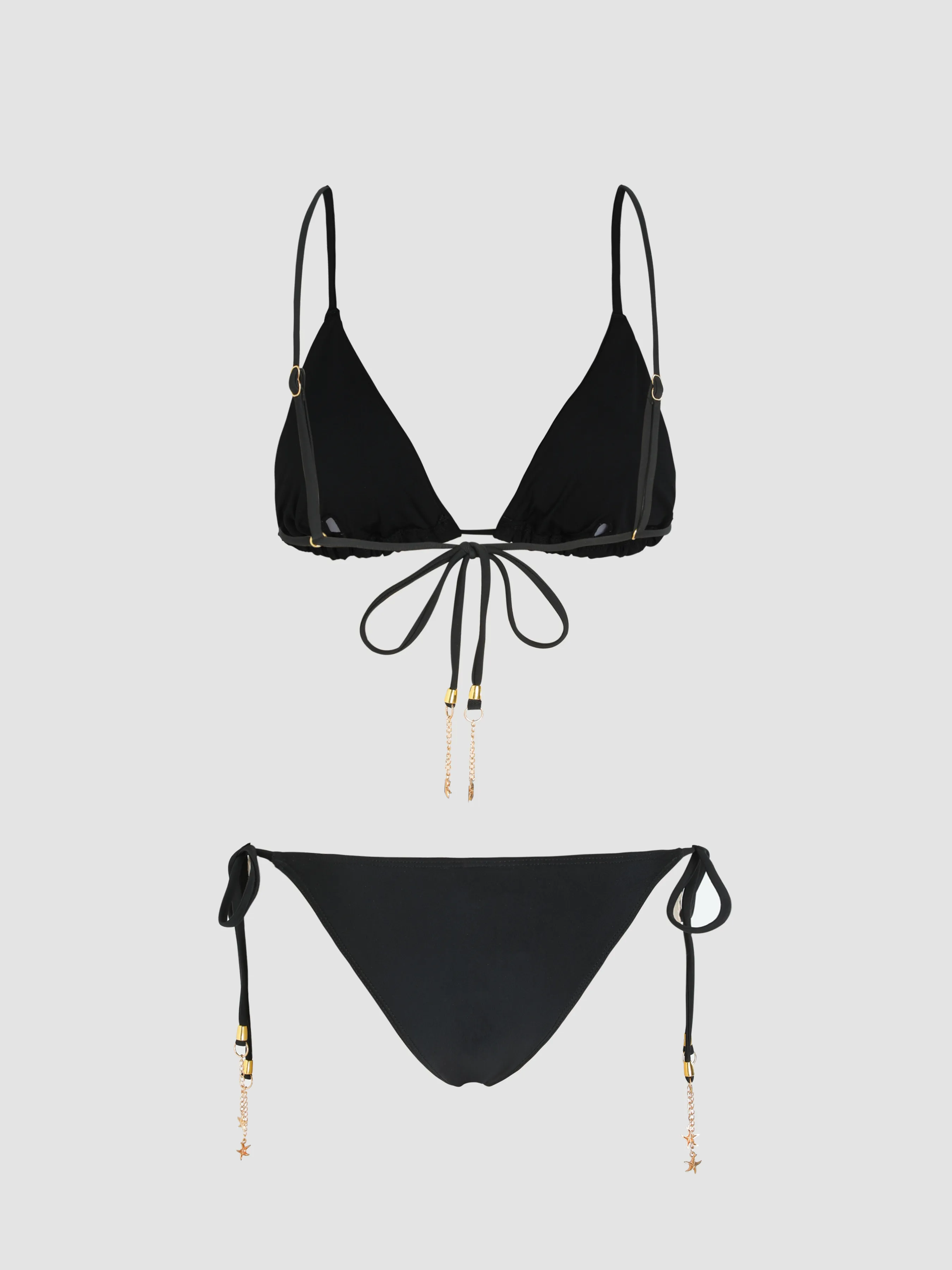 Conjunto de Bikini Triangular con Detalle de Cadena de Estrella de Mar