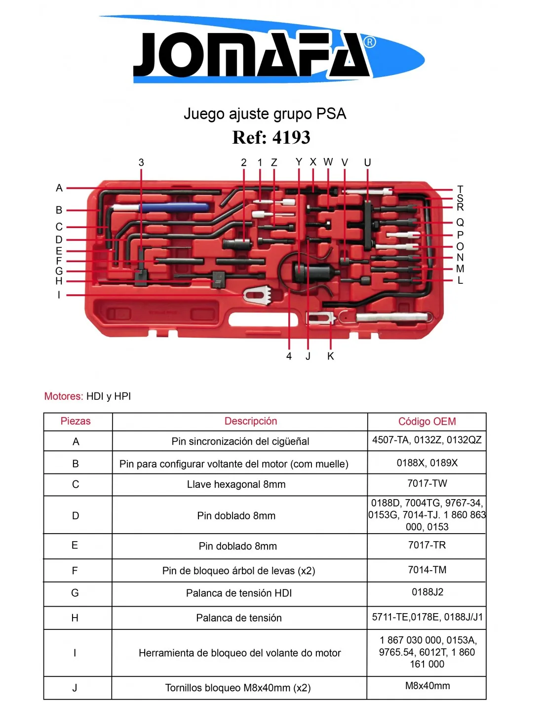 Conjunto De Calado De Distribucion Para Grupo Psa Citroen Peugeot Motores 1.0, 1.1, 1.4, 1.6, 1.8, 2.0, 2.2 Diesel Y Gasolina
