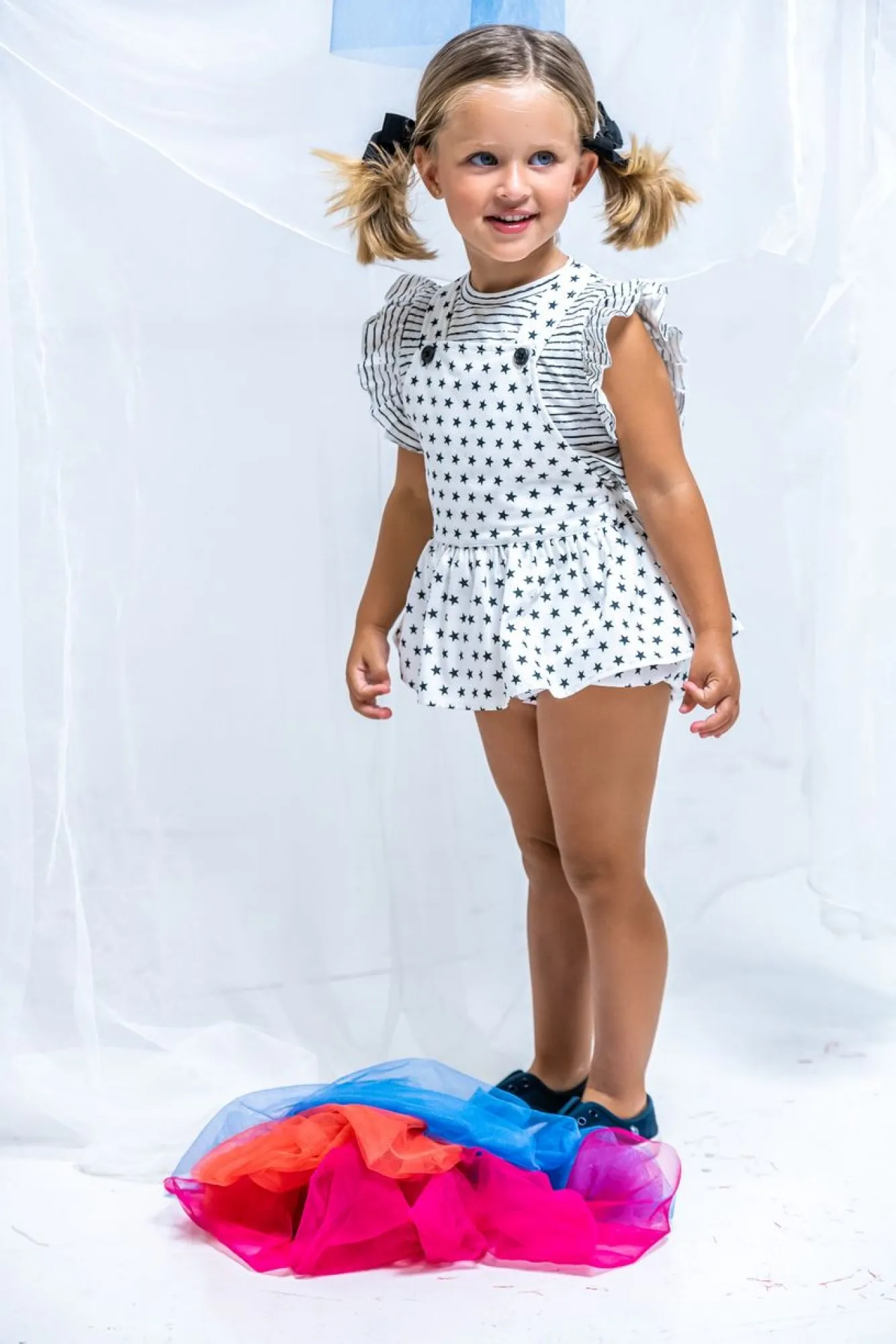 Conjunto para niña camisa y ranita rayas y estrellas de Cocote