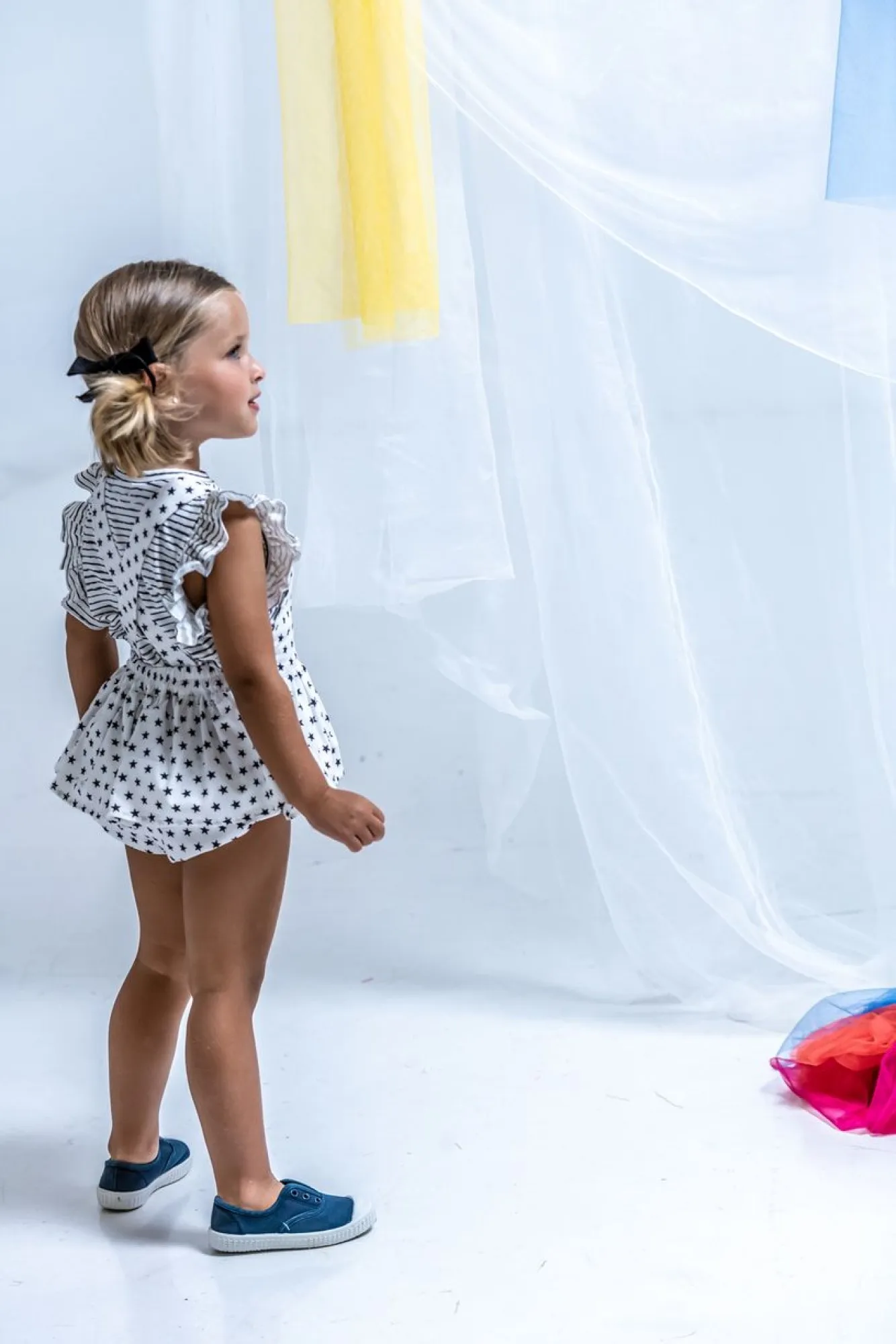 Conjunto para niña camisa y ranita rayas y estrellas de Cocote