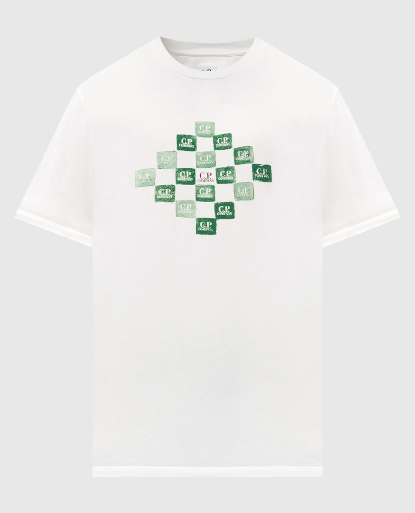 C.P. COMPANY WHITE TSHIRT WITH CONTRASTING LOGO PRINT