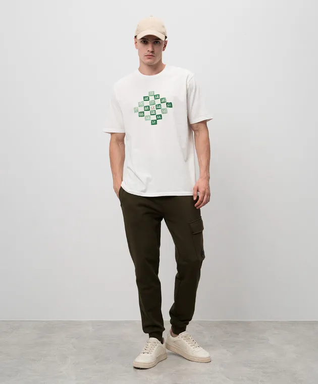 C.P. COMPANY WHITE TSHIRT WITH CONTRASTING LOGO PRINT