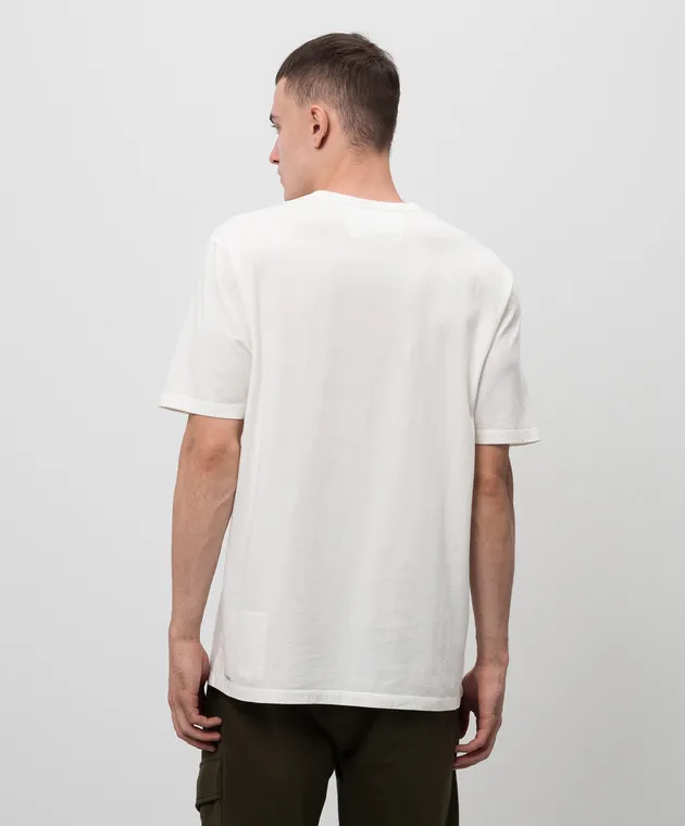 C.P. COMPANY WHITE TSHIRT WITH CONTRASTING LOGO PRINT