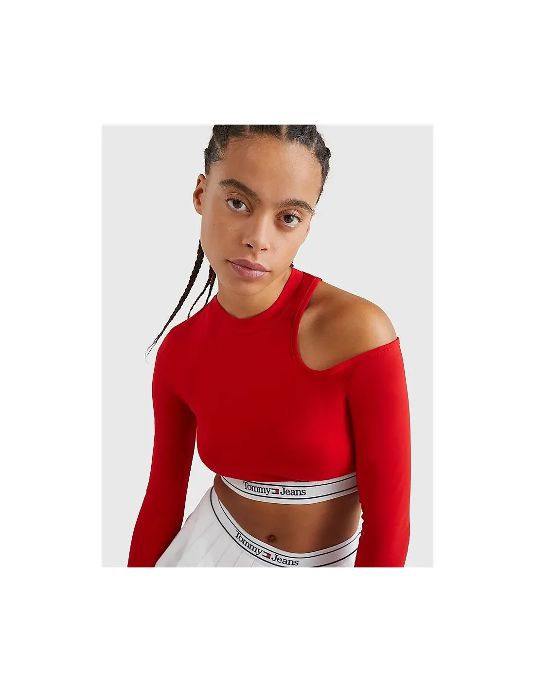 Crop top de manga larga con detalle cut out de Tommy Jeans