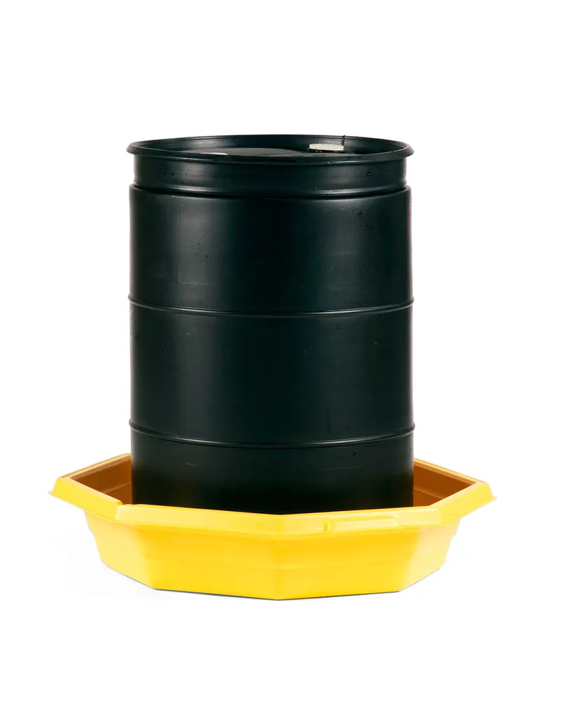 Cubeto octogonal de plástico para recipientes pequeños, volumen 80 litros, amarillo