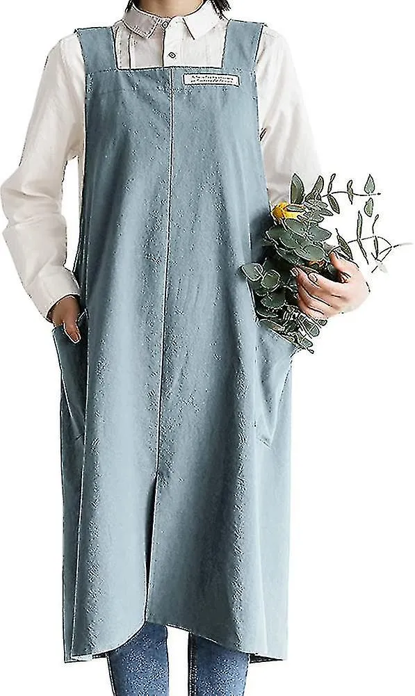 Delantal de lino de algodón Color sólido Estilo japonés Vendaje cruzado Halter Pinafore Con