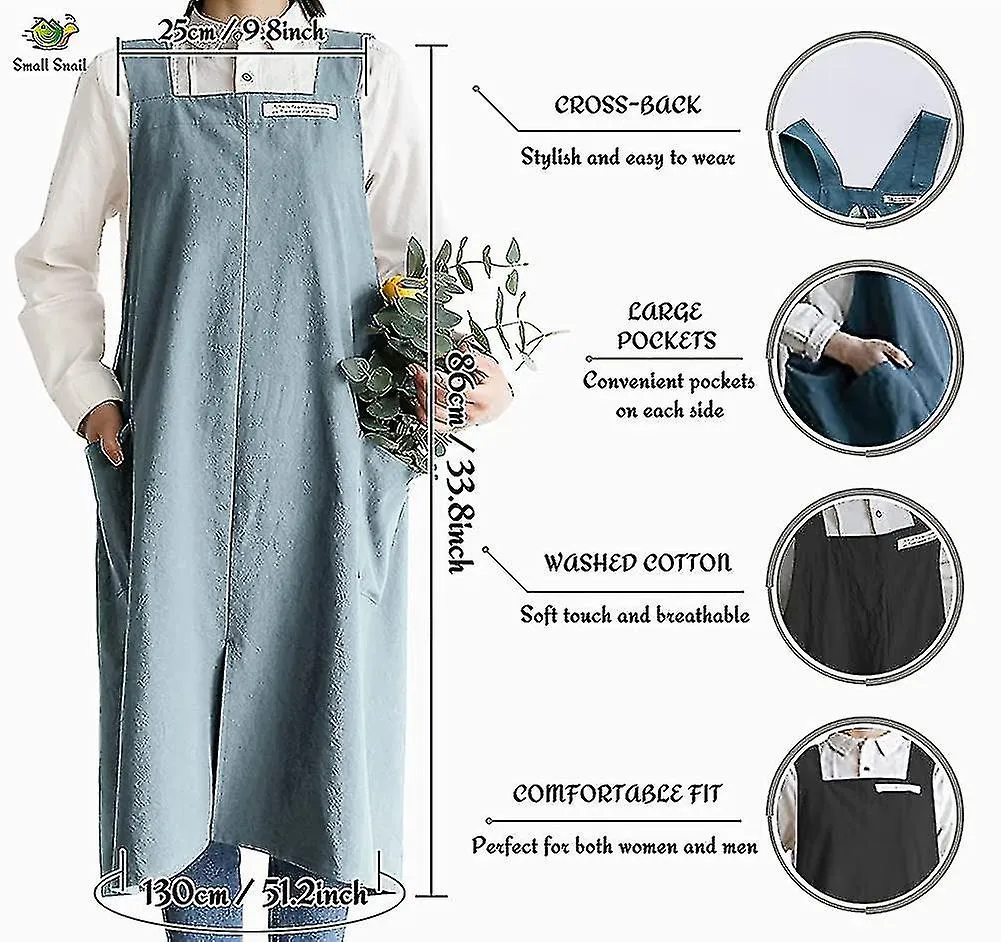 Delantal de lino de algodón Color sólido Estilo japonés Vendaje cruzado Halter Pinafore Con