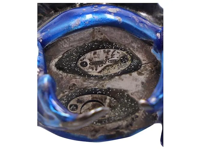 Delfina Delettrez Anillo con ojo de cristal de Murano y esmalte en plata de ley azul 