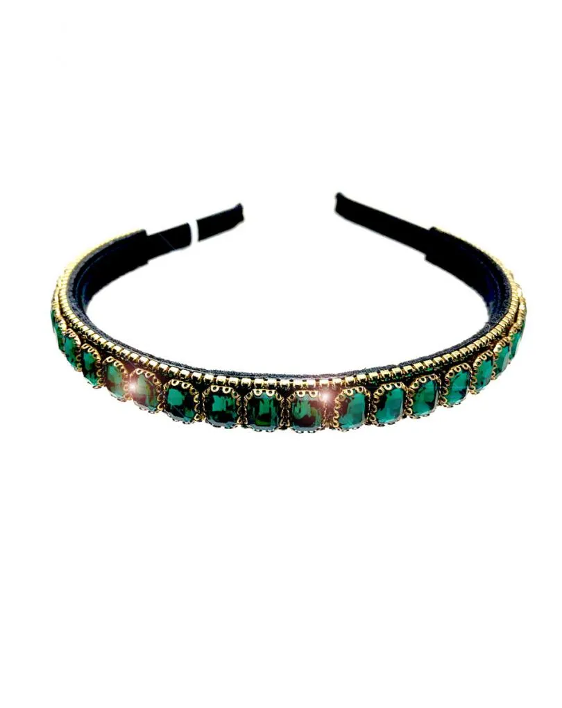 DIADEMAS DE FIESTA VERDES CON PEDRERIA DE CRISTAL PARA BODAS