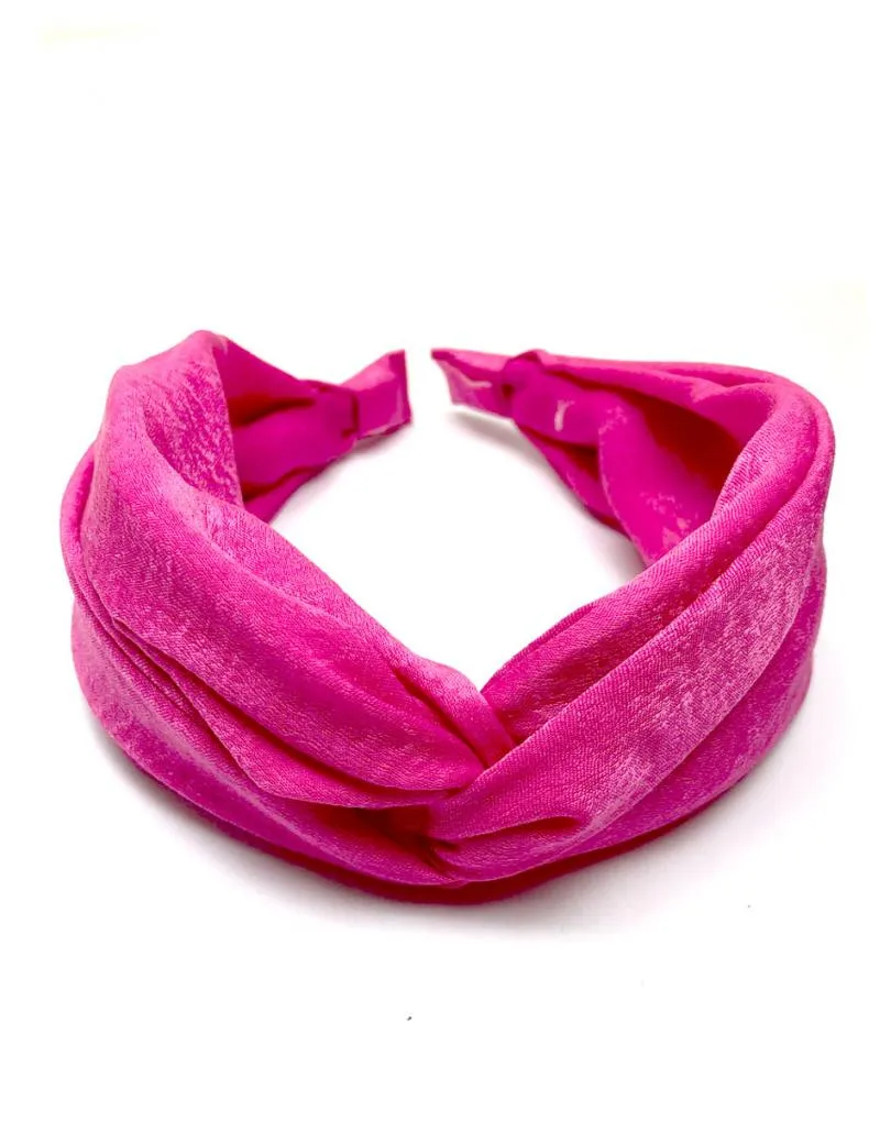 DIADEMAS FUCSIAS PARA BODAS CON NUDO TURBANTE