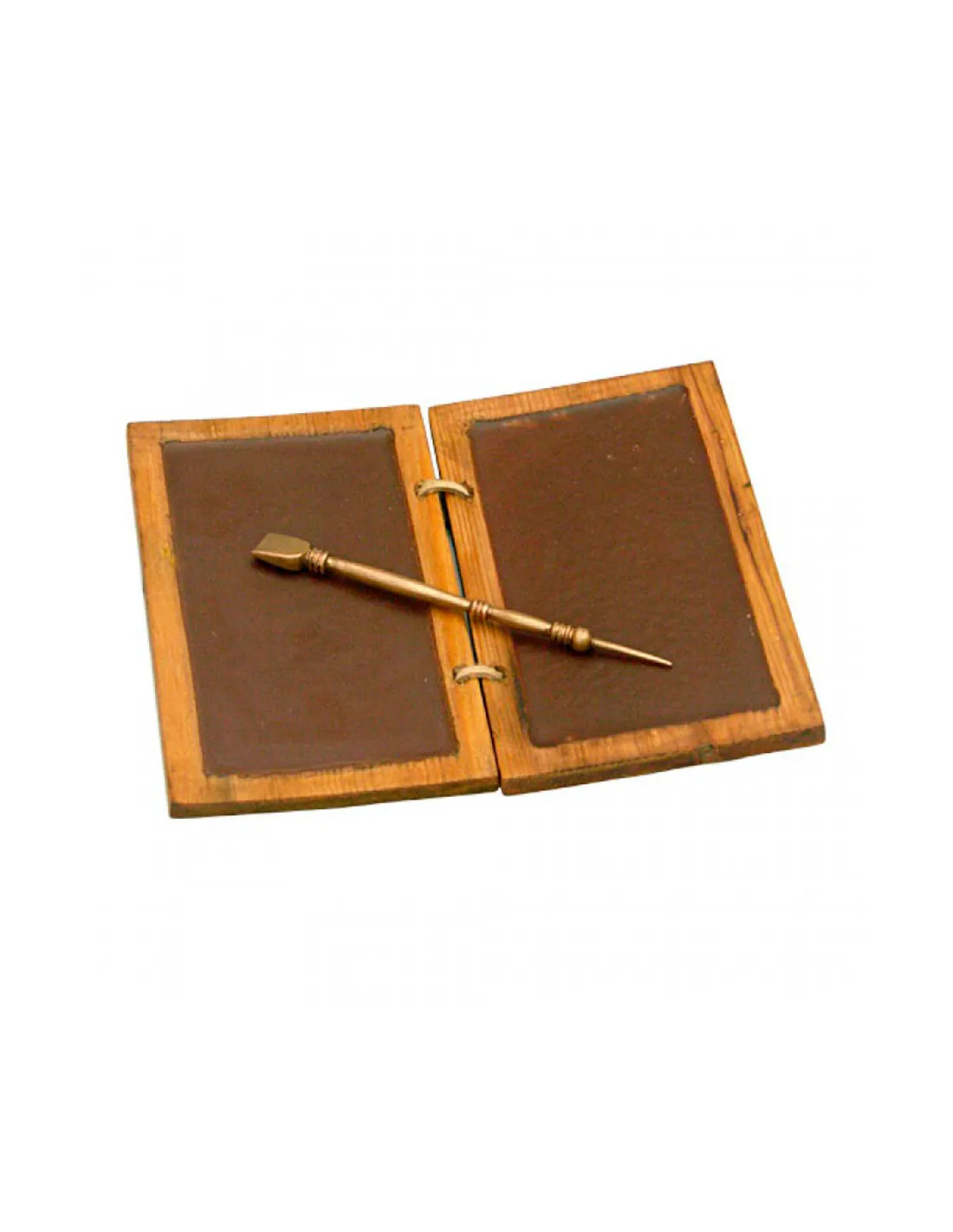 Díptico romano con bolígrafo en bronce