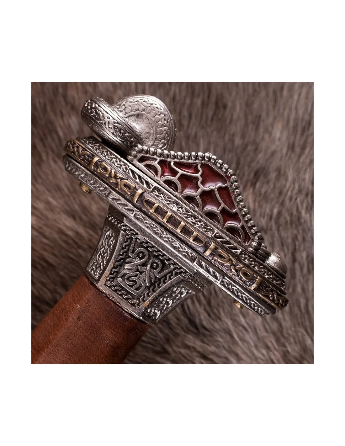 Espada escandinava era del Vendel en acero de Damasco, acabado plateado