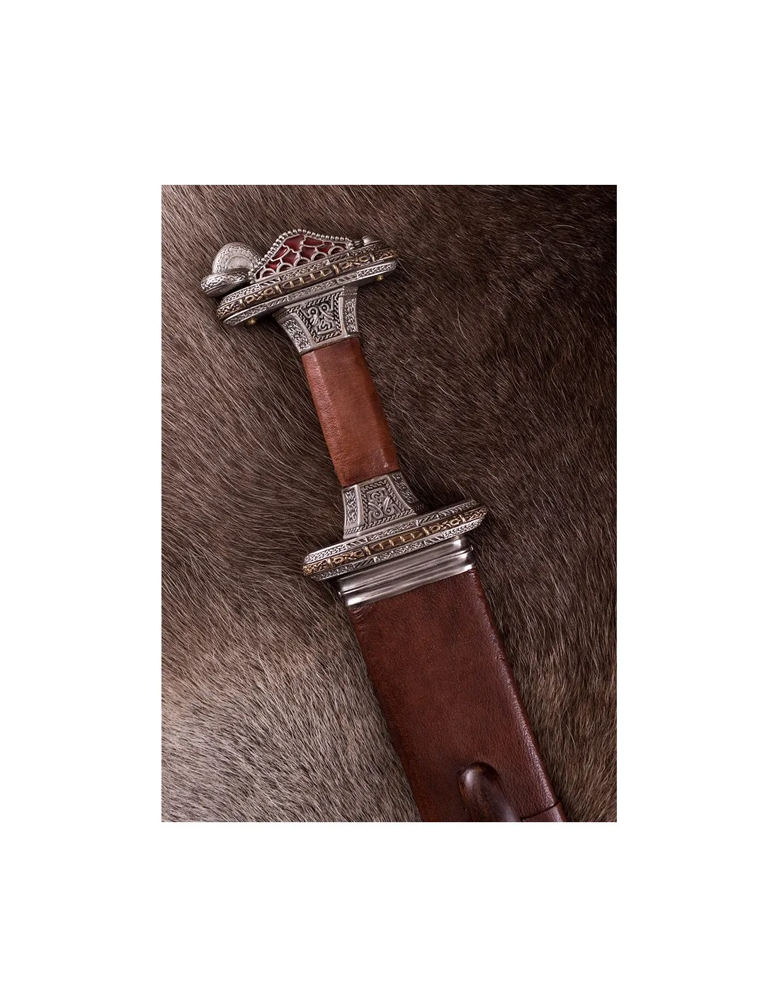 Espada escandinava era del Vendel en acero de Damasco, acabado plateado