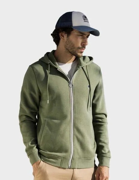 Faguo Mensil Sudadera con capucha caqui para hombre
