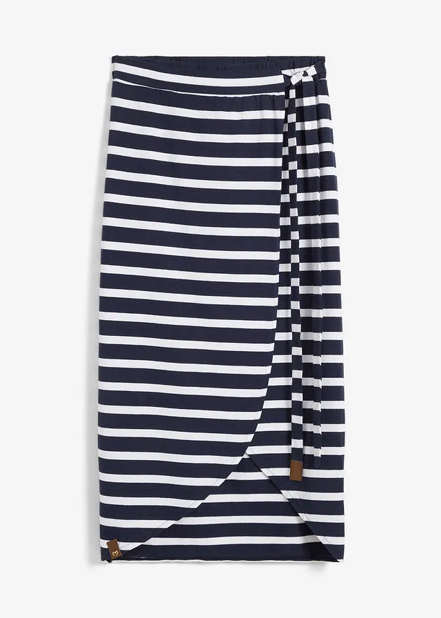FALDA DE PUNTO AZUL MARINOBLANCO CON RAYAS