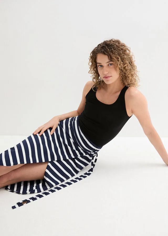 FALDA DE PUNTO AZUL MARINOBLANCO CON RAYAS