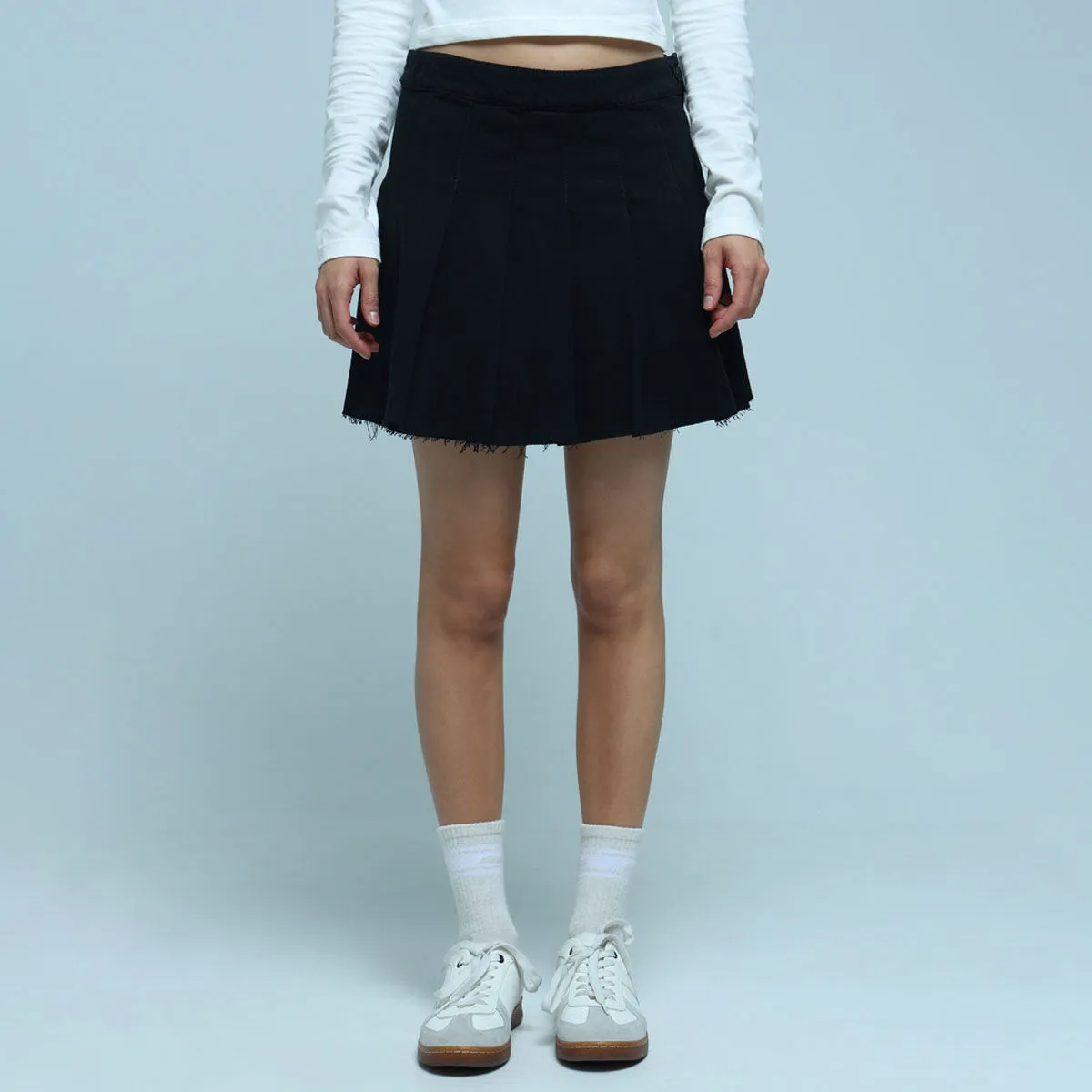 Falda En Denim Con Pliegues