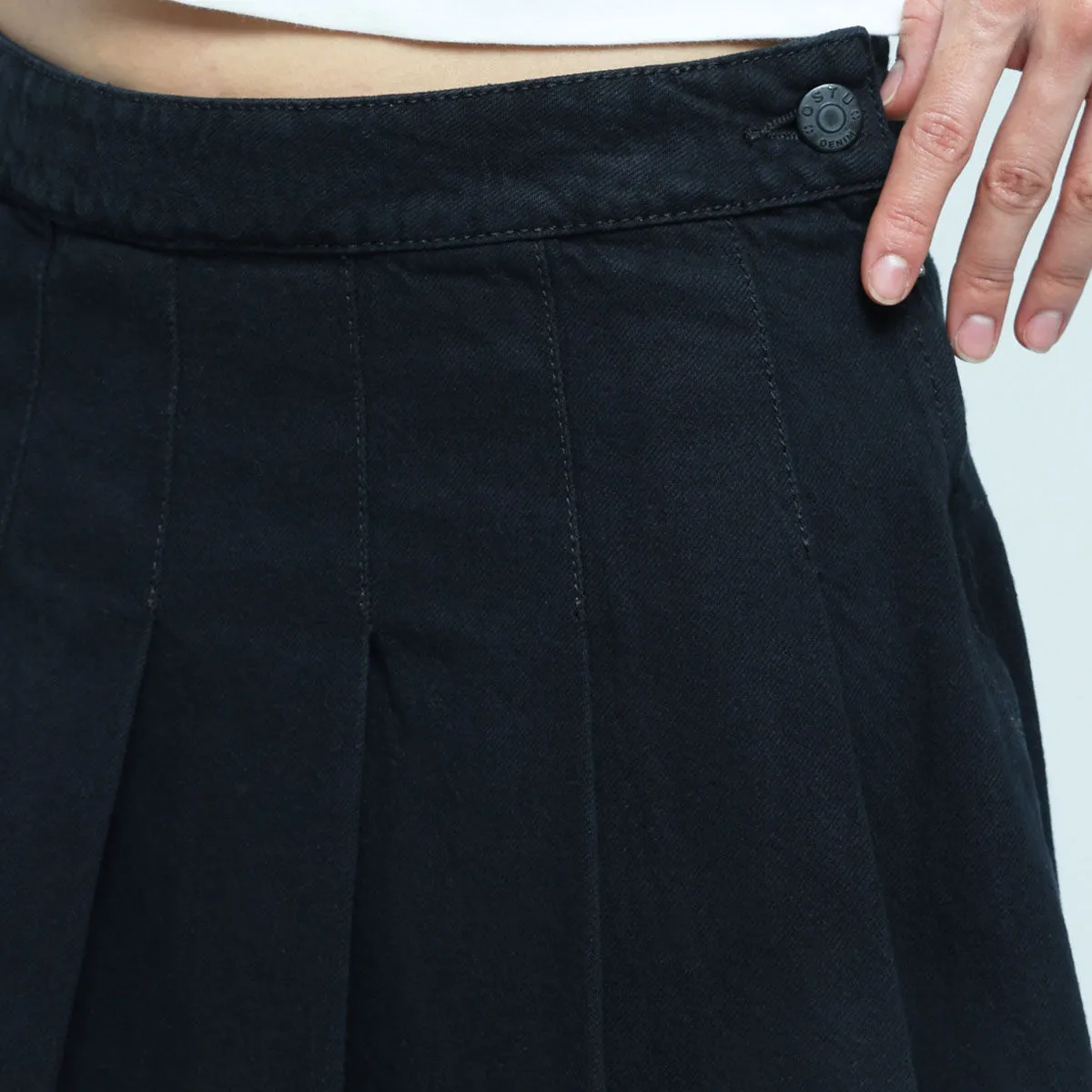Falda En Denim Con Pliegues