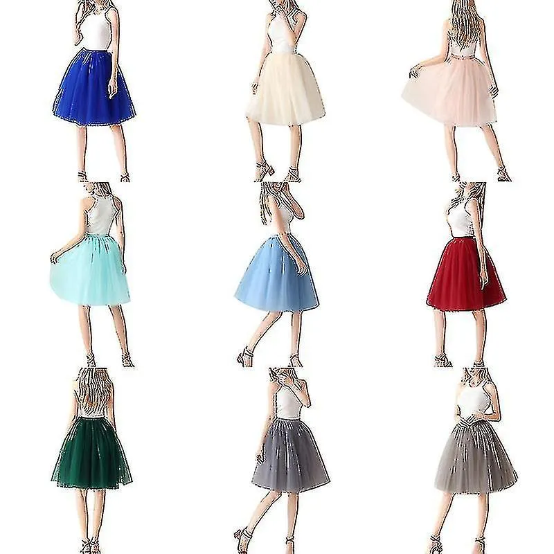 Faldas de tul para mujer Color sólido con volantes Falda plisada simple para fiesta de graduación