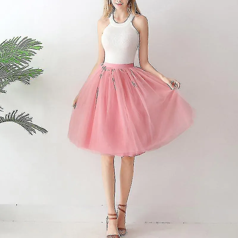 Faldas de tul para mujer Color sólido con volantes Falda plisada simple para fiesta de graduación