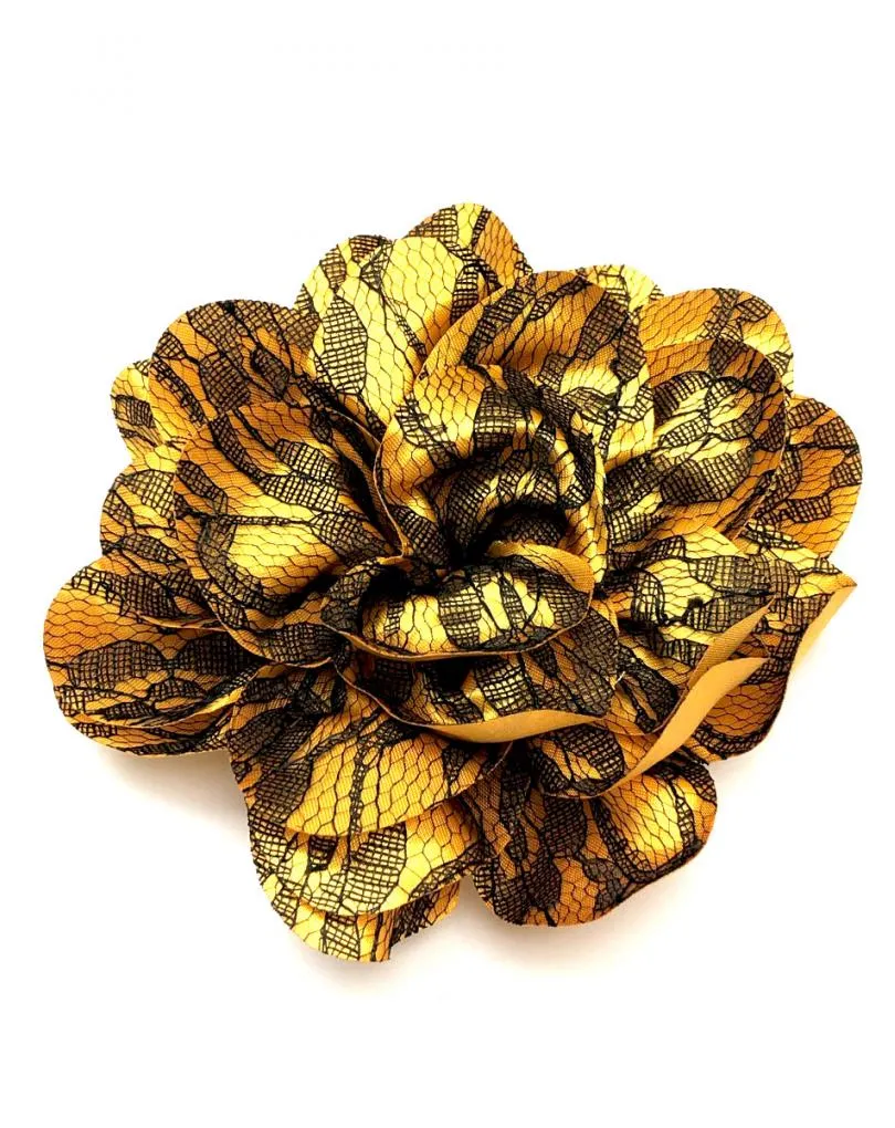 FLORES MOSTAZAS DE TELA CON ENCAJE PARA BODAS Y CEREMONIAS