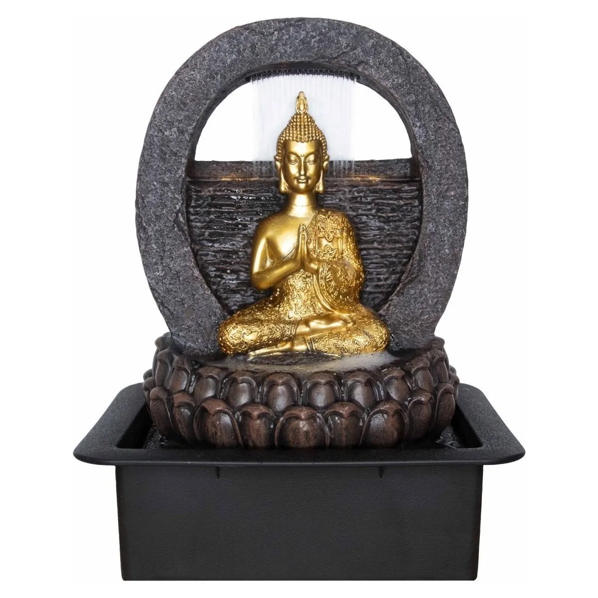 Fuente buda con luz