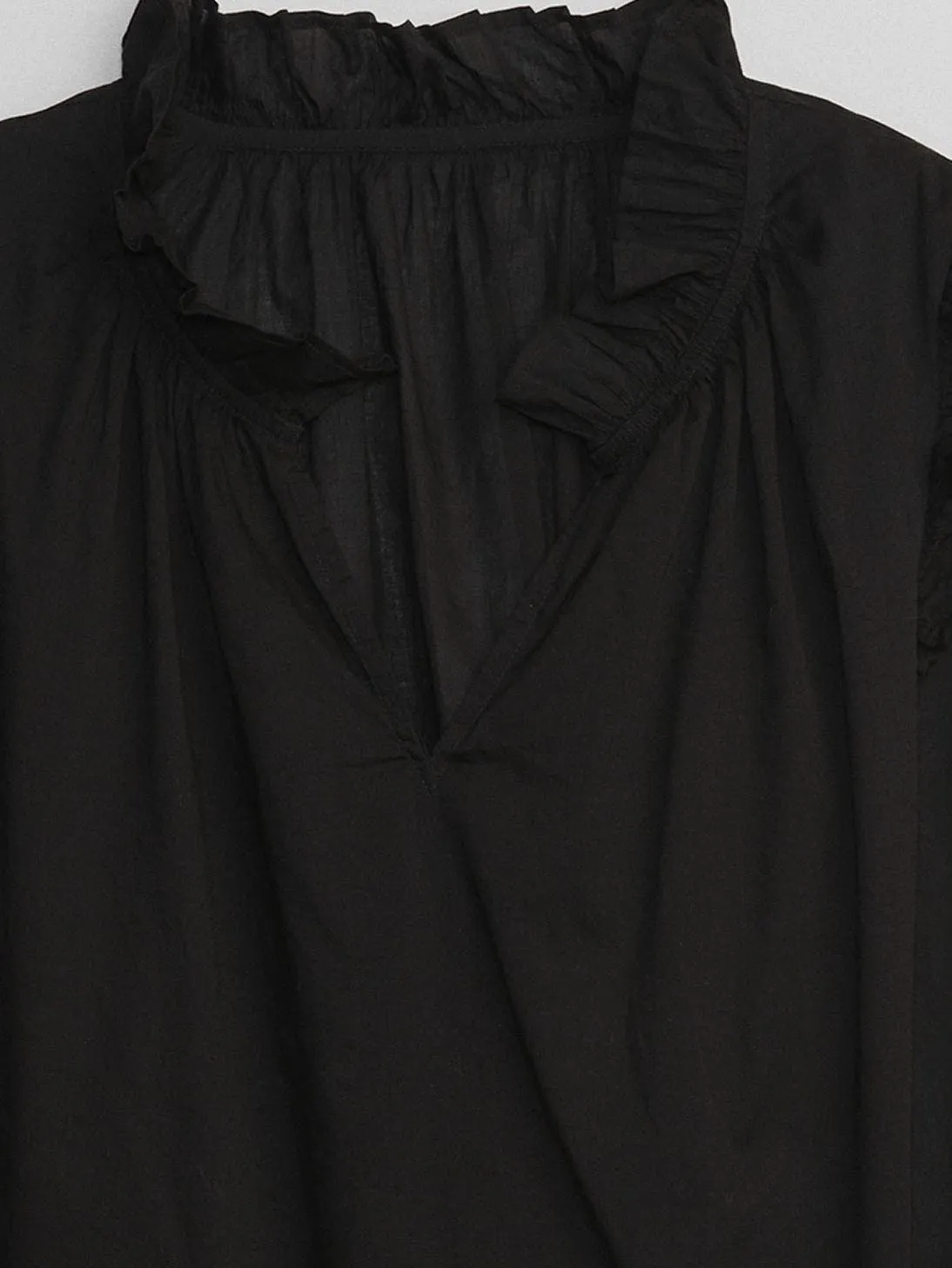 GAP Blusa GAP Escote V Vuelos Manga Larga Mujer Negra