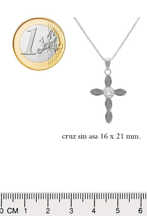GARGANTILLA DE PLATA CRUZ CON PIEDRAS DE COLOR AZUL Y BLANCO 273_A372610HG