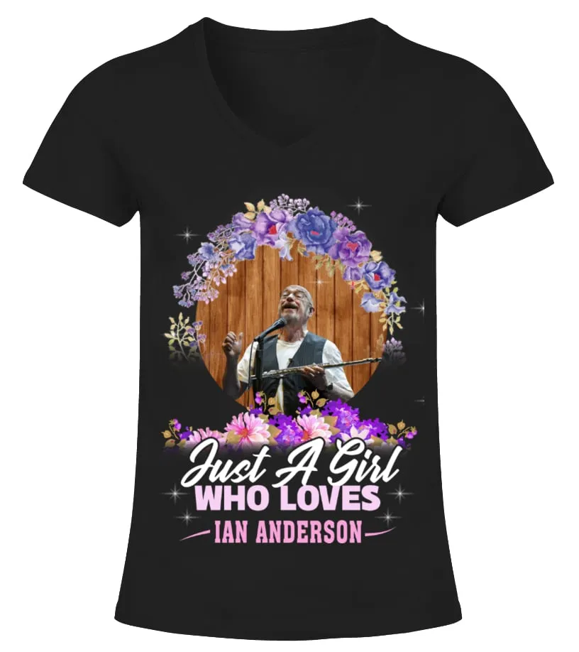 GIRL WHO LOVES IAN ANDERSON Camiseta cuello pico Mujer