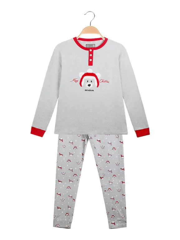 Givova Cálidos pijamas navideños de algodón para niña.