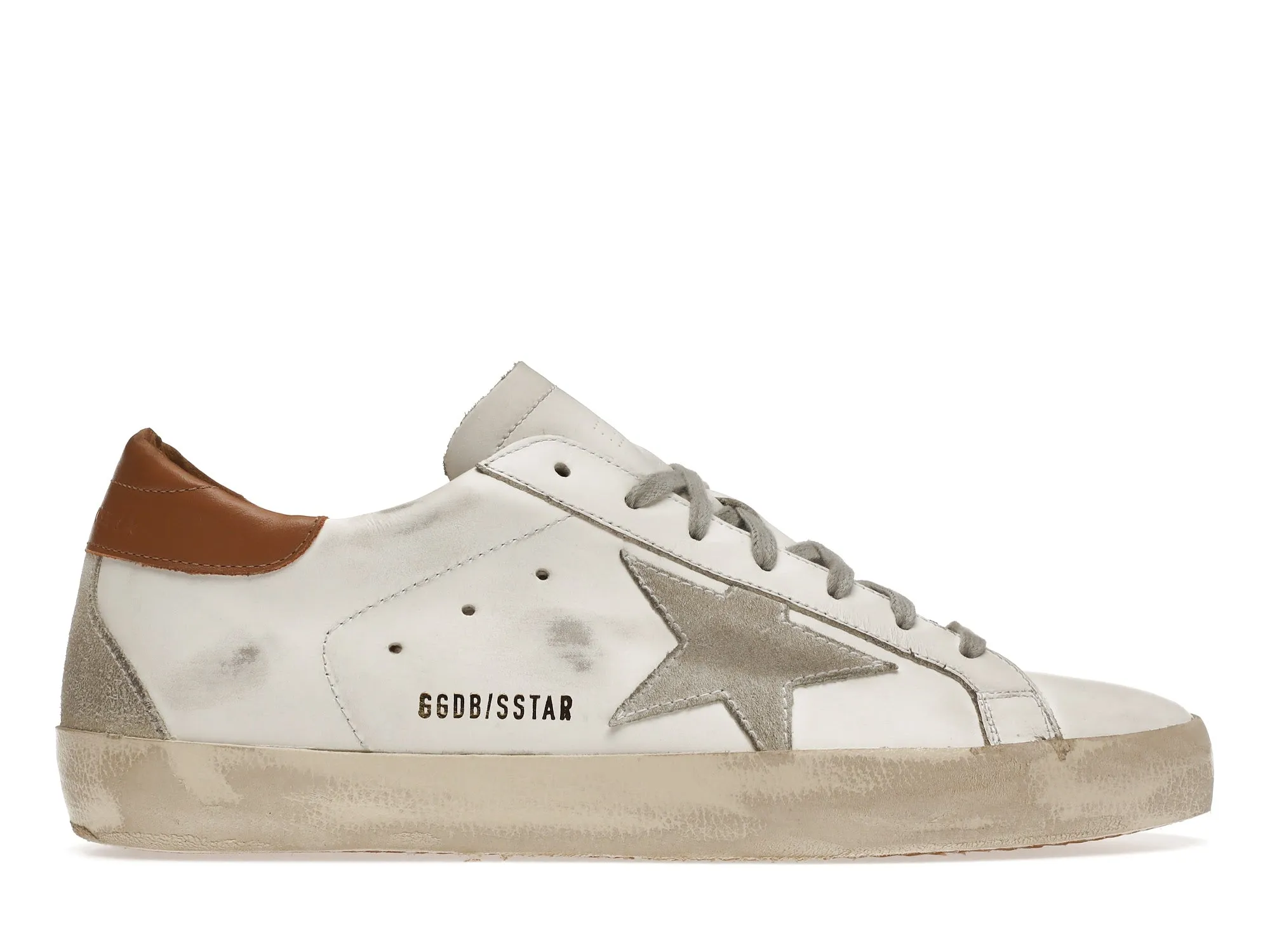 GOLDEN GOOSE SUPERSTAR WHITE VACCHETTA TAN GREY SUEDE PATCH