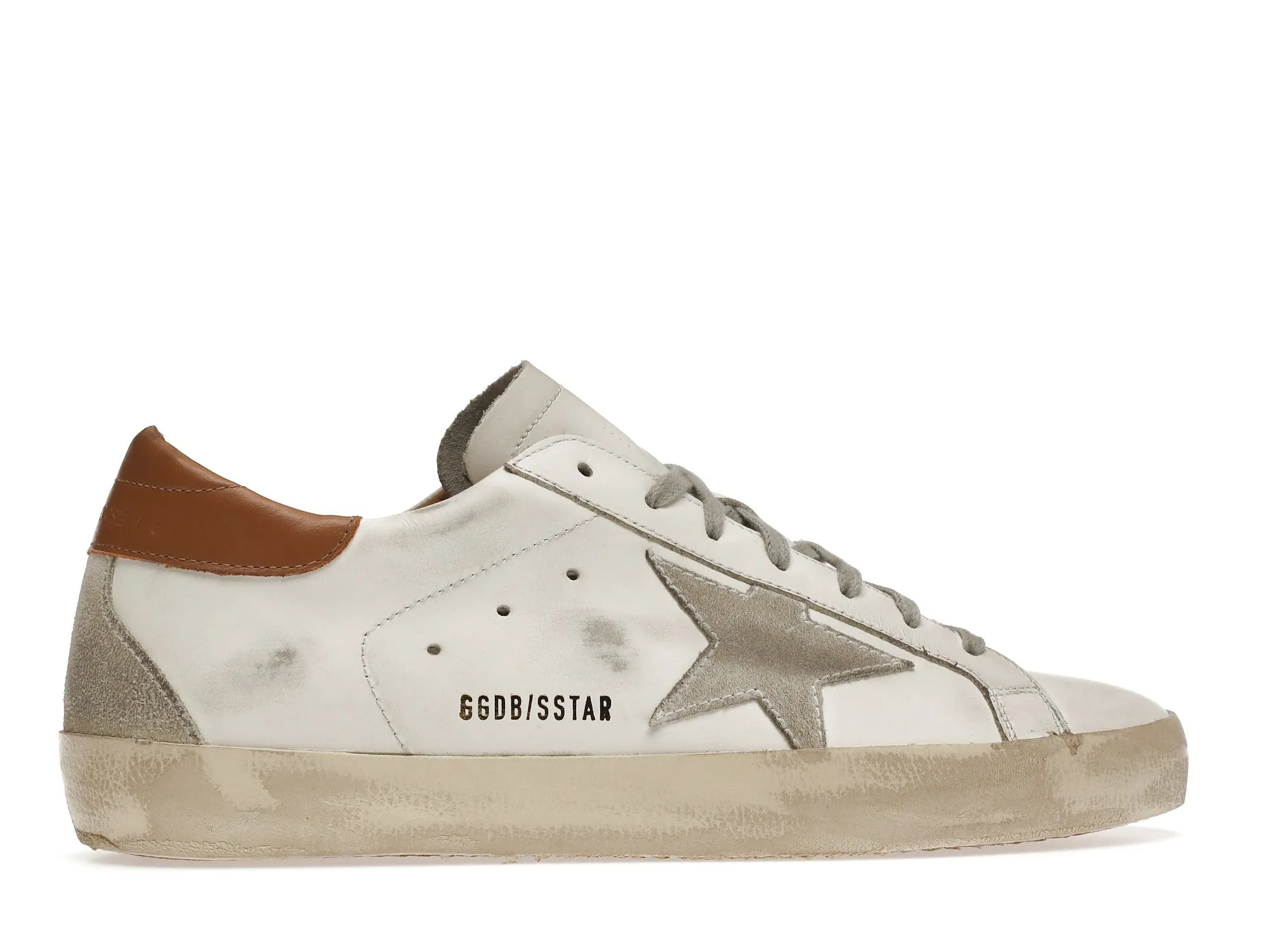 GOLDEN GOOSE SUPERSTAR WHITE VACCHETTA TAN GREY SUEDE PATCH