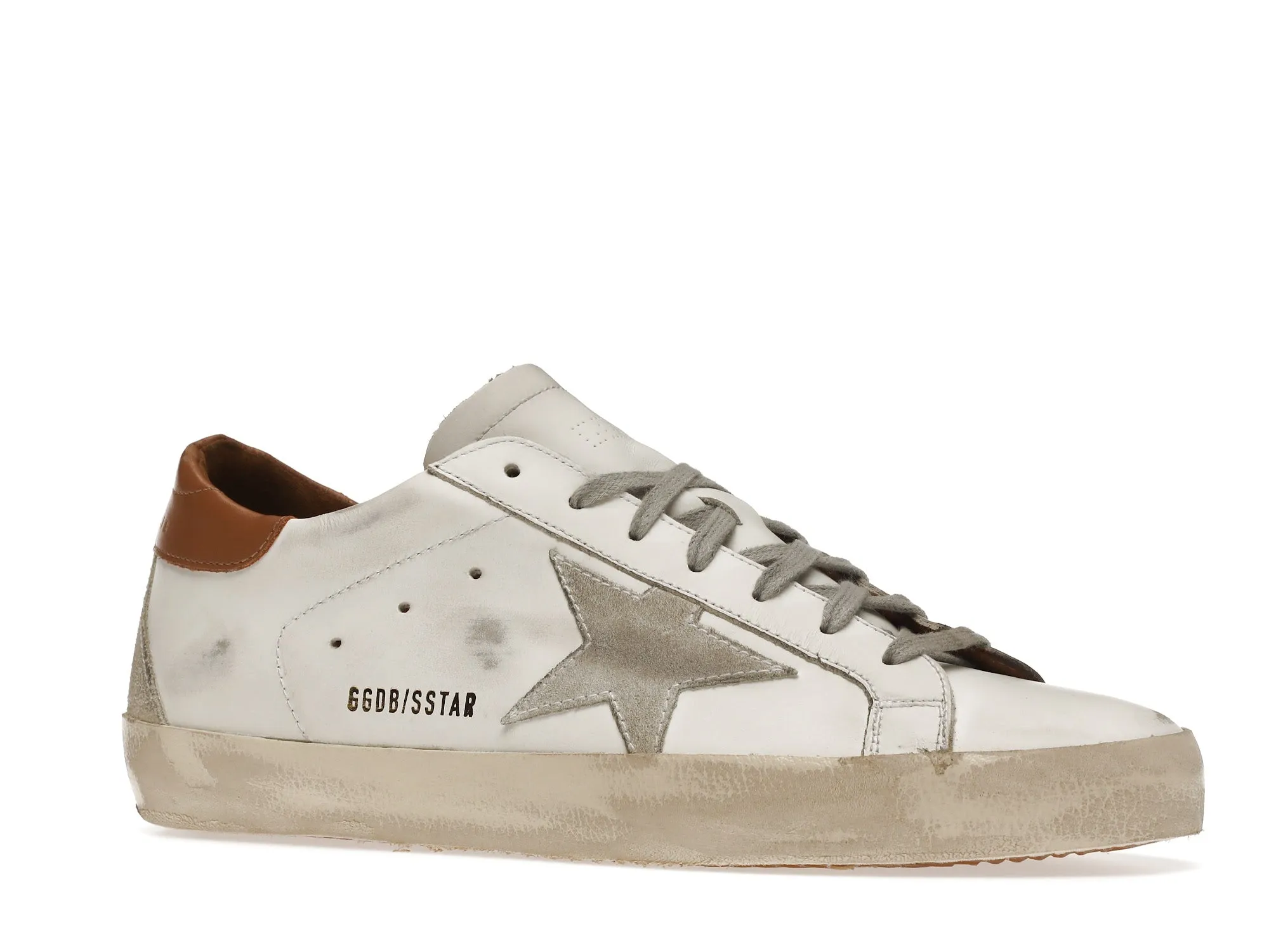 GOLDEN GOOSE SUPERSTAR WHITE VACCHETTA TAN GREY SUEDE PATCH