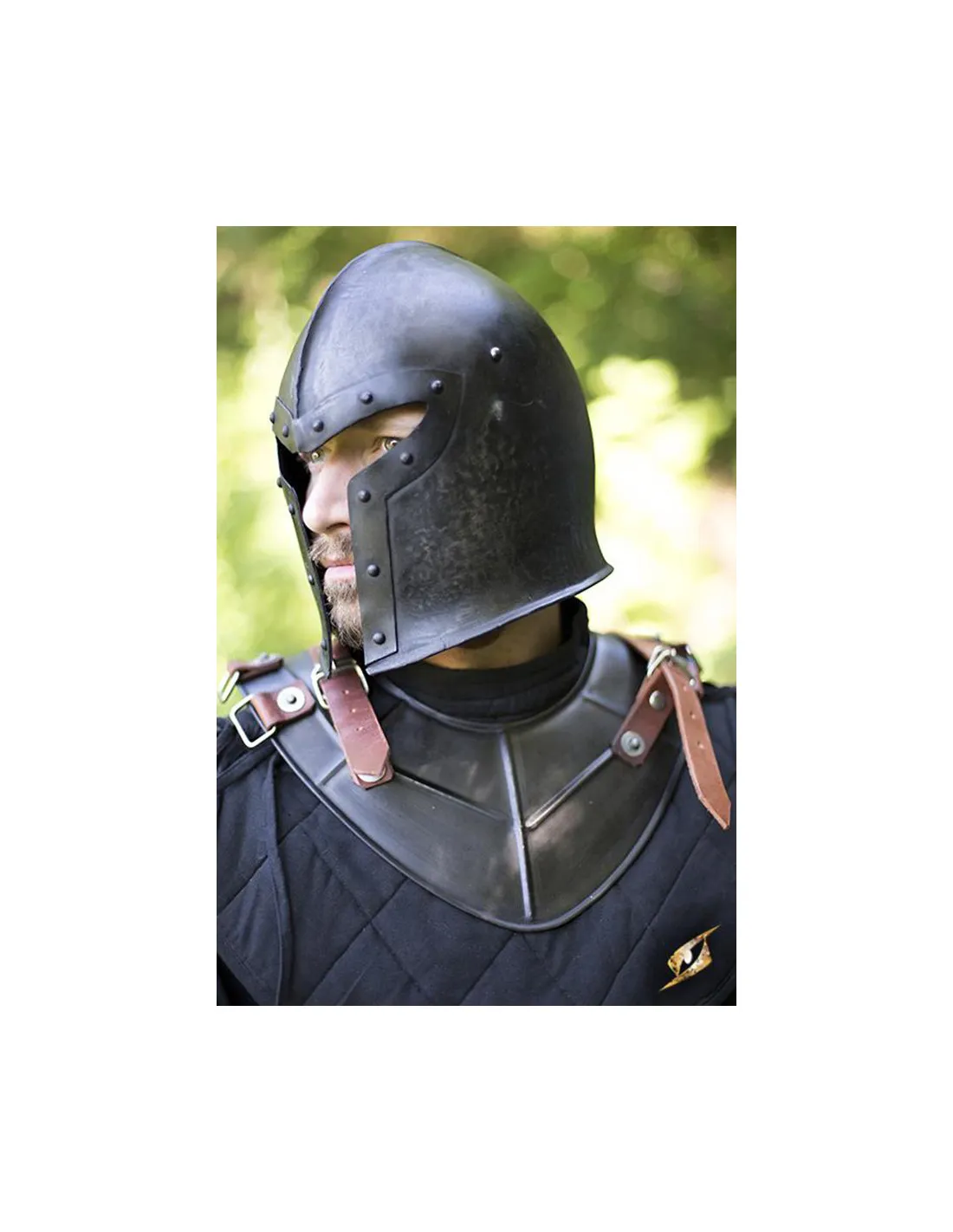 Gorjal medieval simple Drake, acabado oscuro épico
