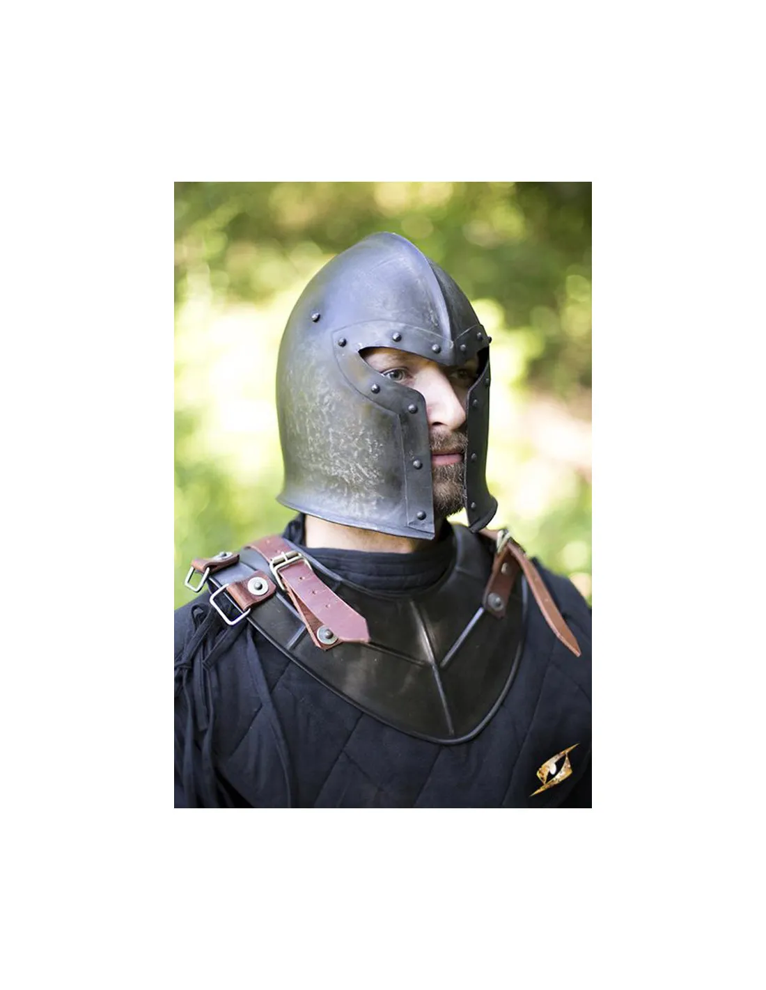 Gorjal medieval simple Drake, acabado oscuro épico