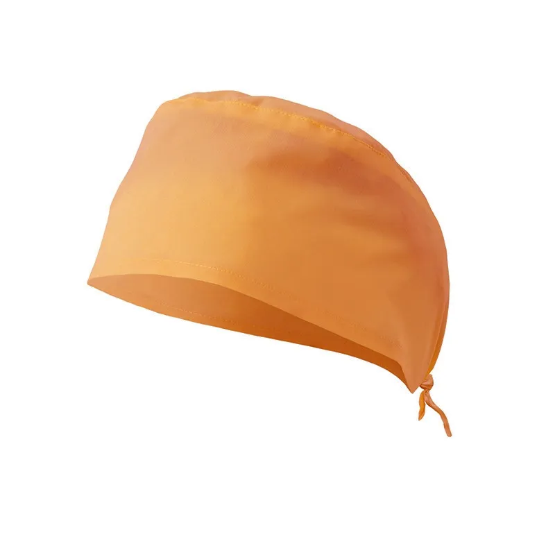 GORRO SANITARIO NARANJA CLARO CON ELáSTICO POSTERIOR Y ATADO CON TIRAS  VELILLA