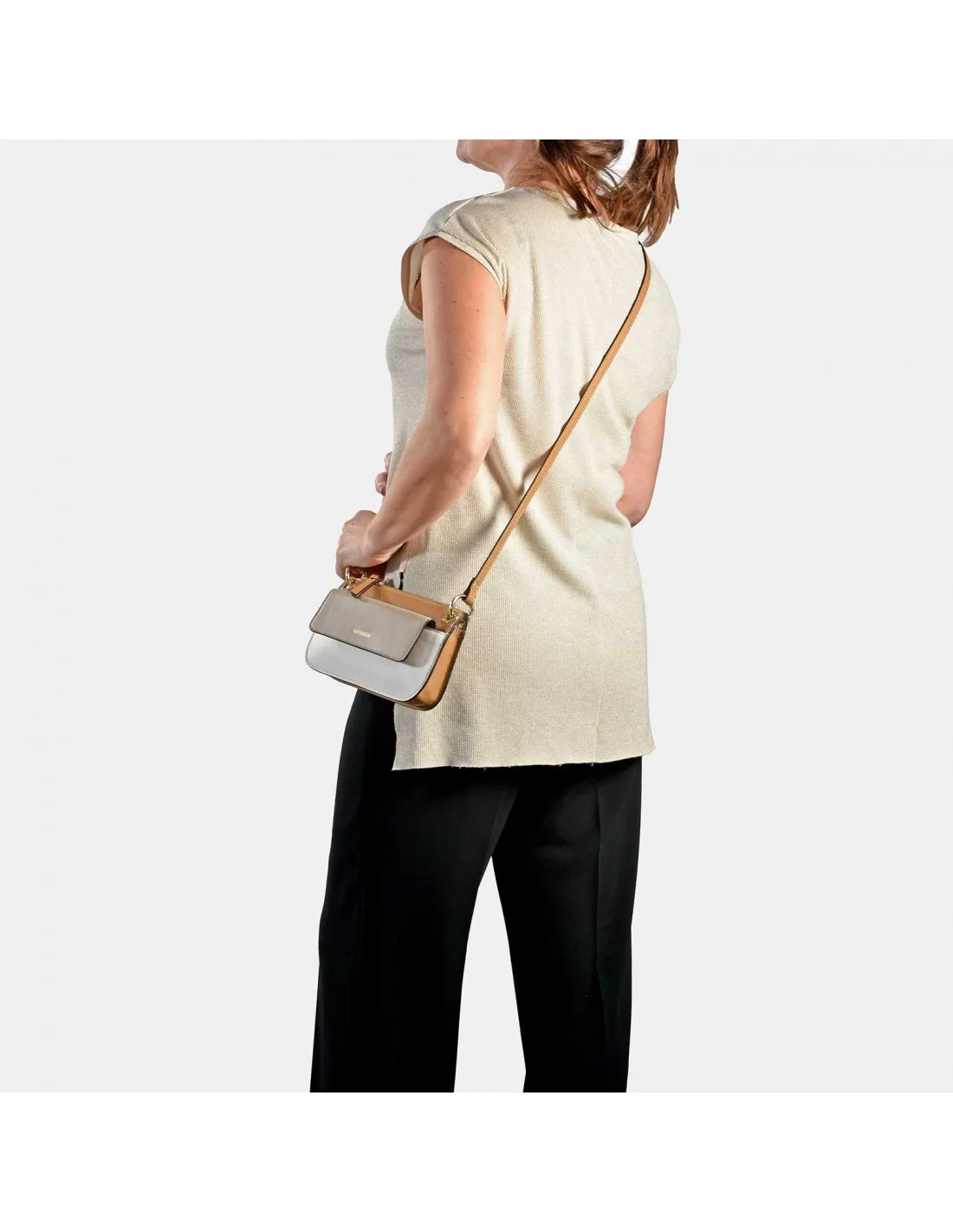 GUY LAROCHE Bolso de piel con bandolera y solapa colores