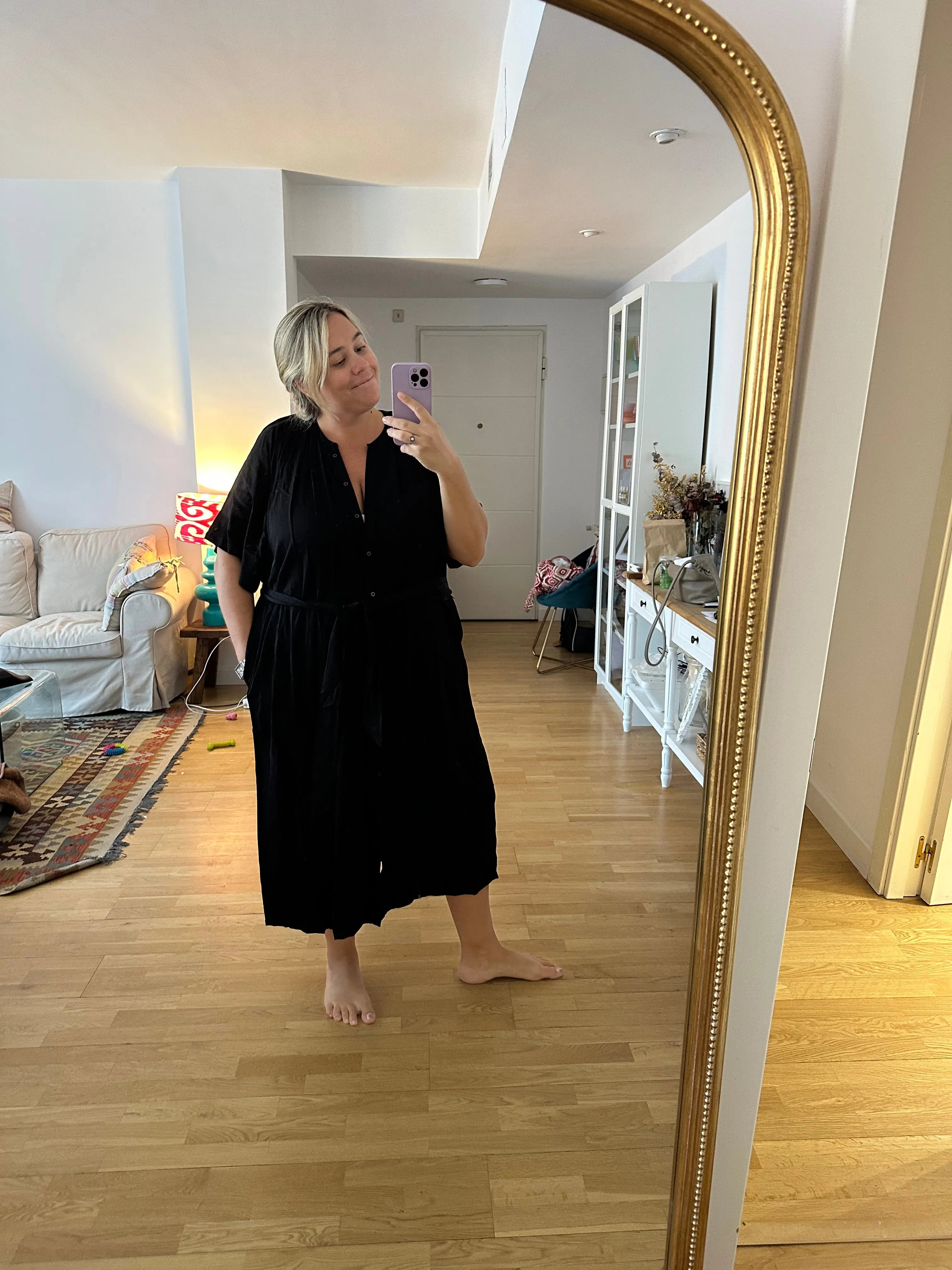 H&M. Vestido negro abotonado  T.xxl