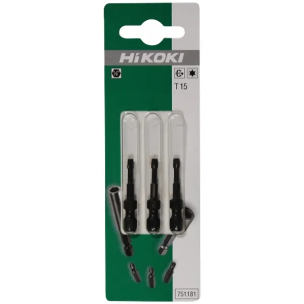 HIKOKI  751181  JUEGOCABEZAS DE TORNILLO, PERFIL TX15, 3 PIEZAS