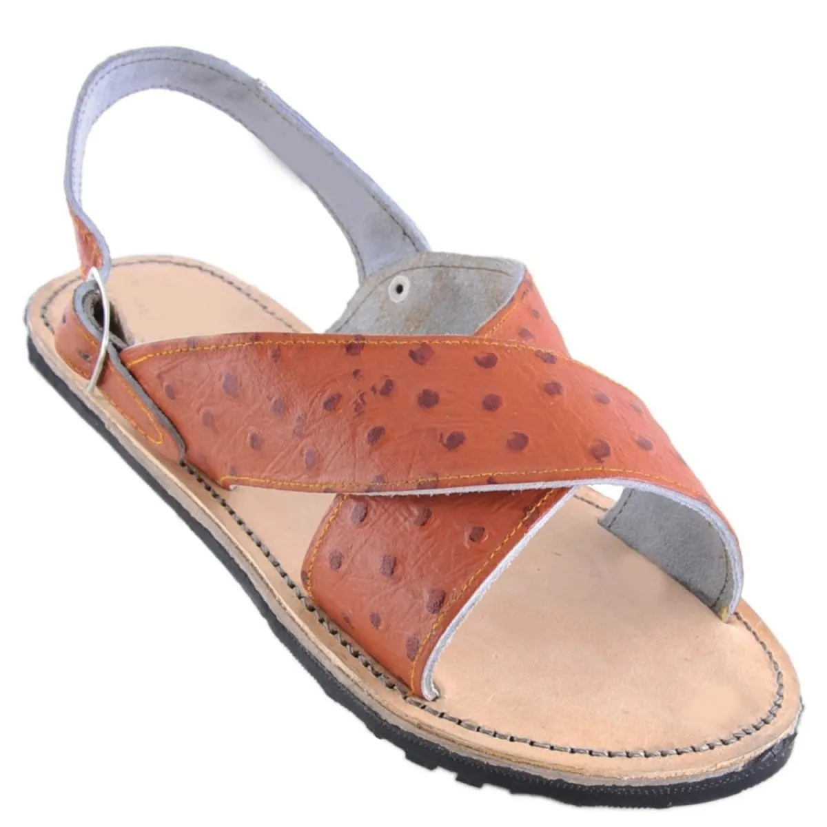 HUARACHE IMITACION AVESTRUZ COLOR COGNAC IMP33302